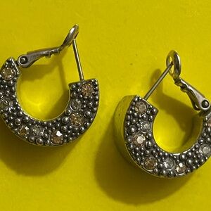 BRIGHTON TUSCAN SUN SWAROVSKI CRYSTALS HOOP EARRINGS